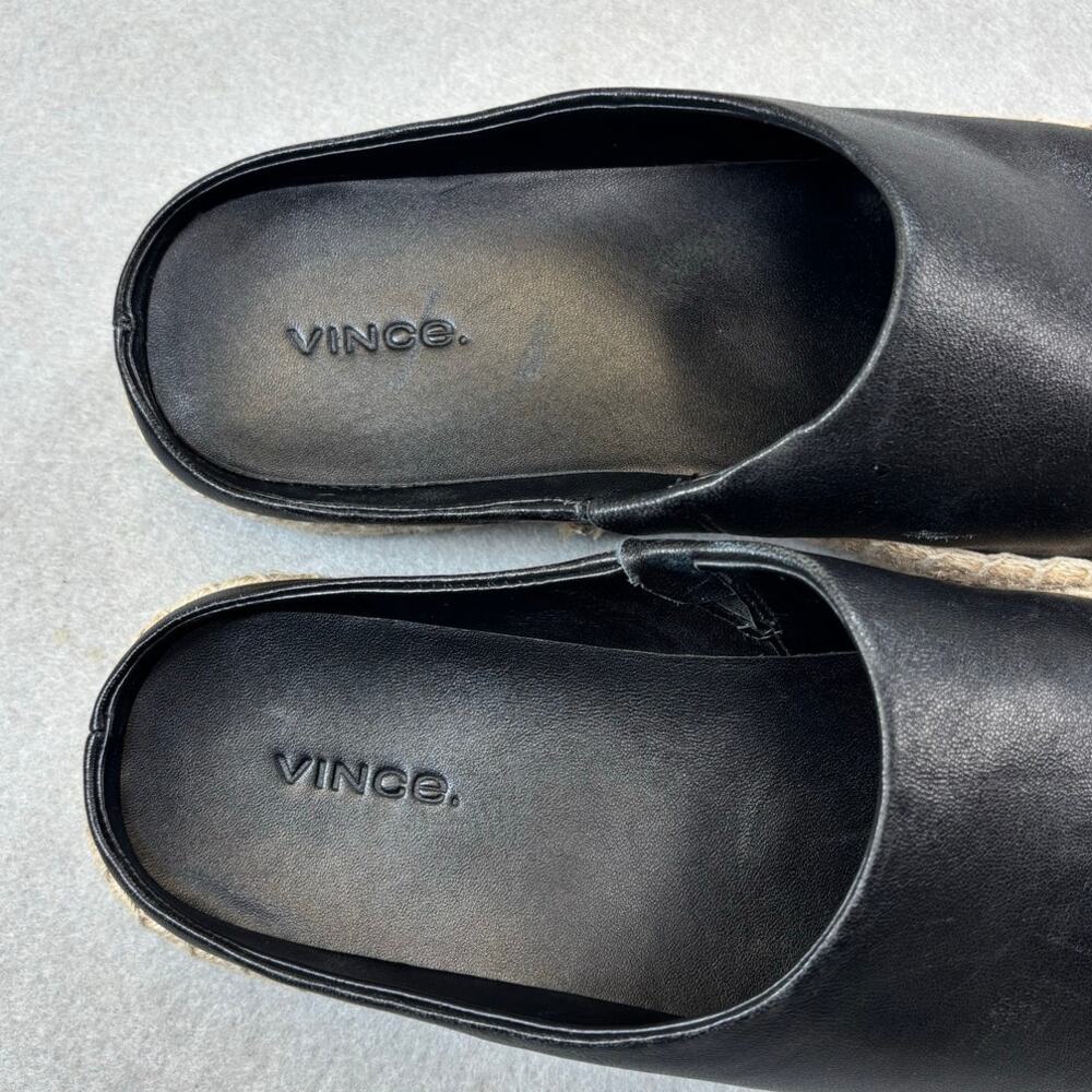 Vince‎ Ulla black leather mule slip-on espadrille platform clog 9.5 transitional - Picture 6 of 10